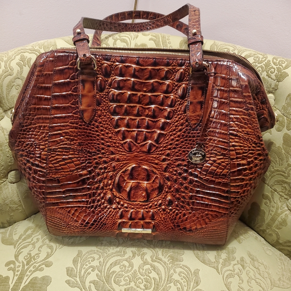 Brahmin Elegant Brown Crocodile-Embossed Women's Bag